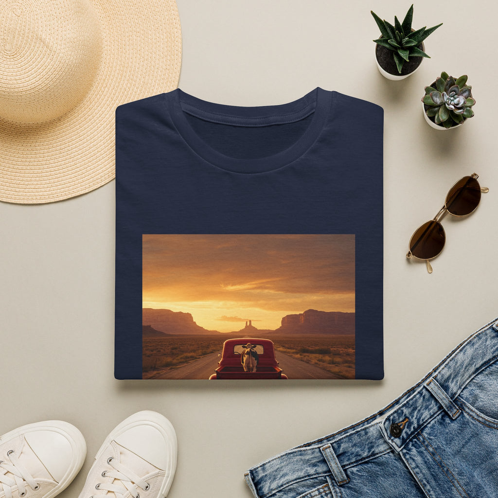 Sunset Road Trip T-Shirt — Retro Car Highway Scenic Tee