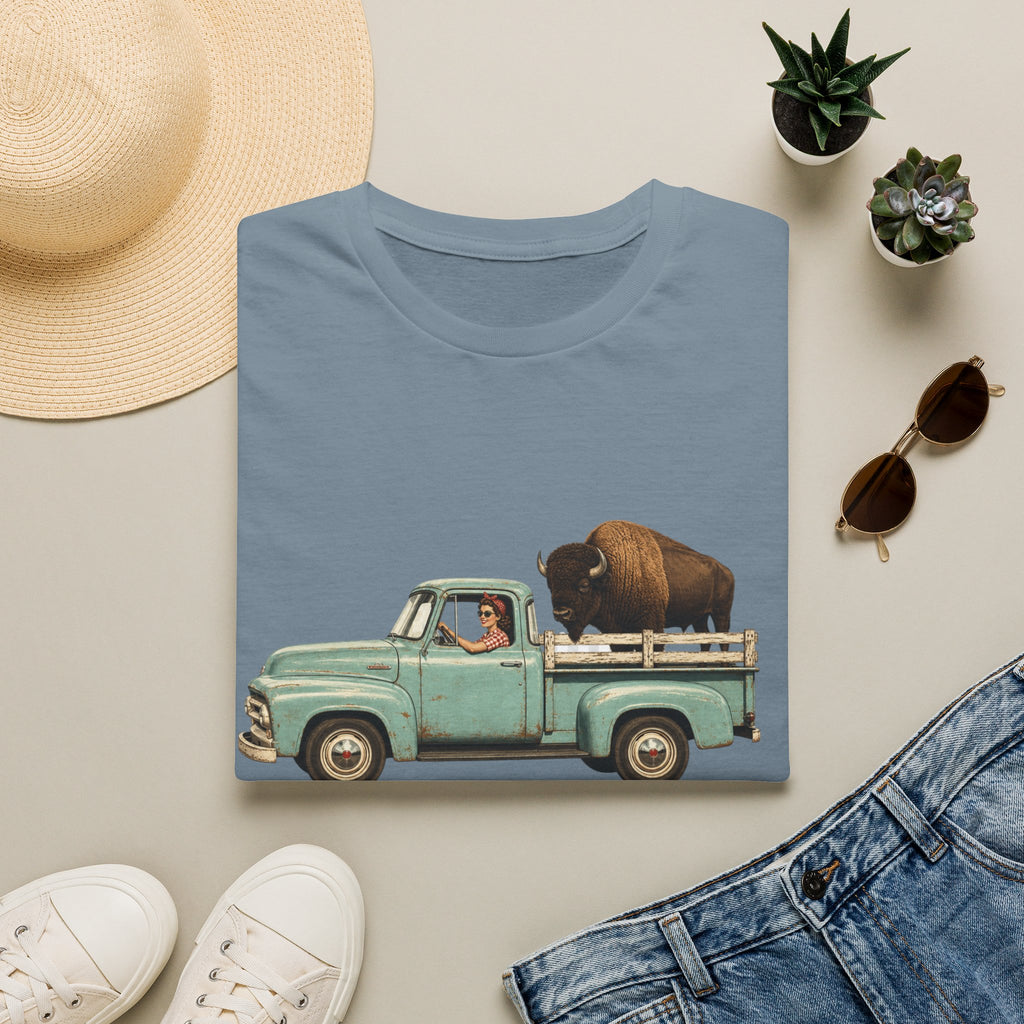 Vintage Truck & Buffalo T-Shirt — Retro Western Road Trip Tee