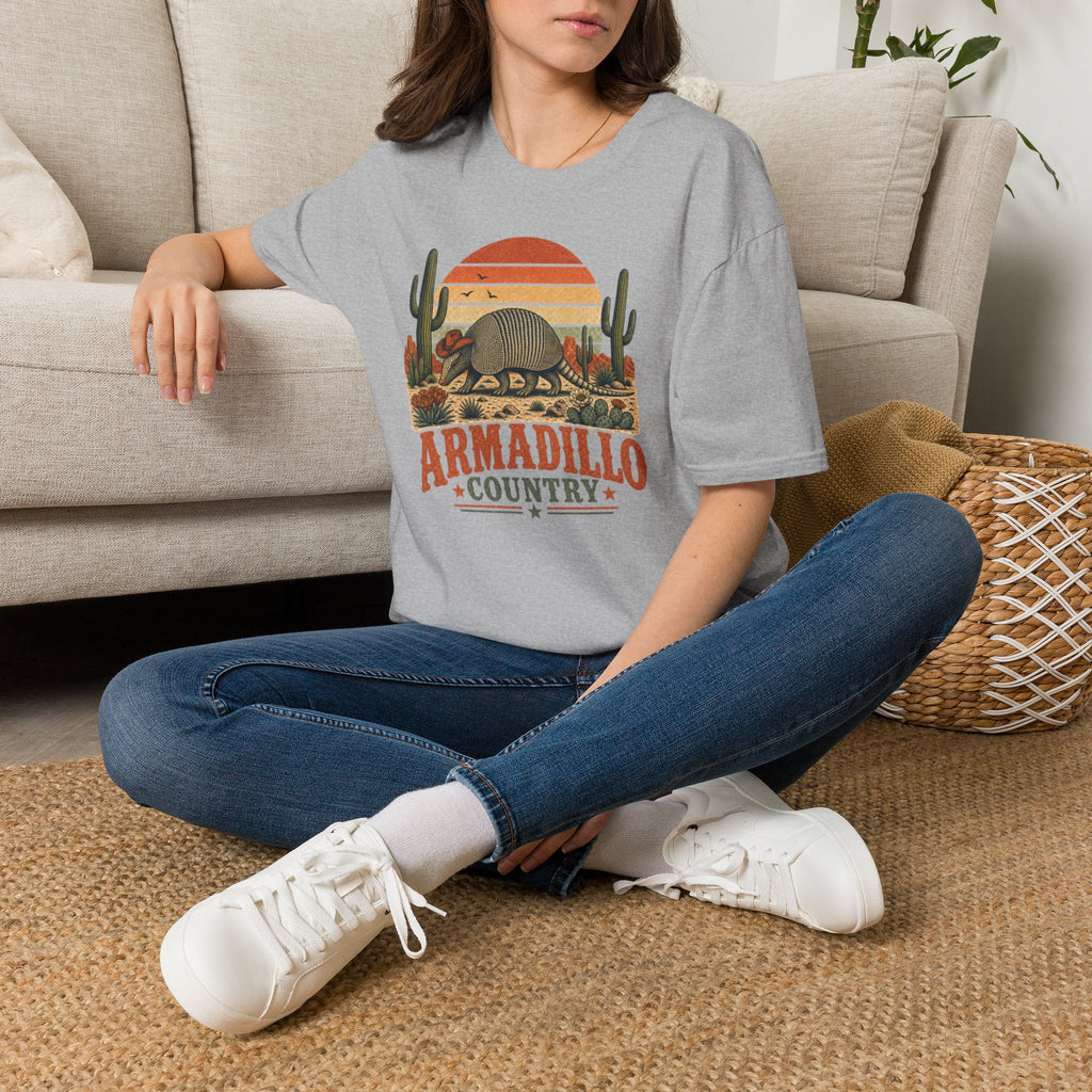 Armadillo Country T-Shirt — Retro Desert Sunset Graphic Shirt
