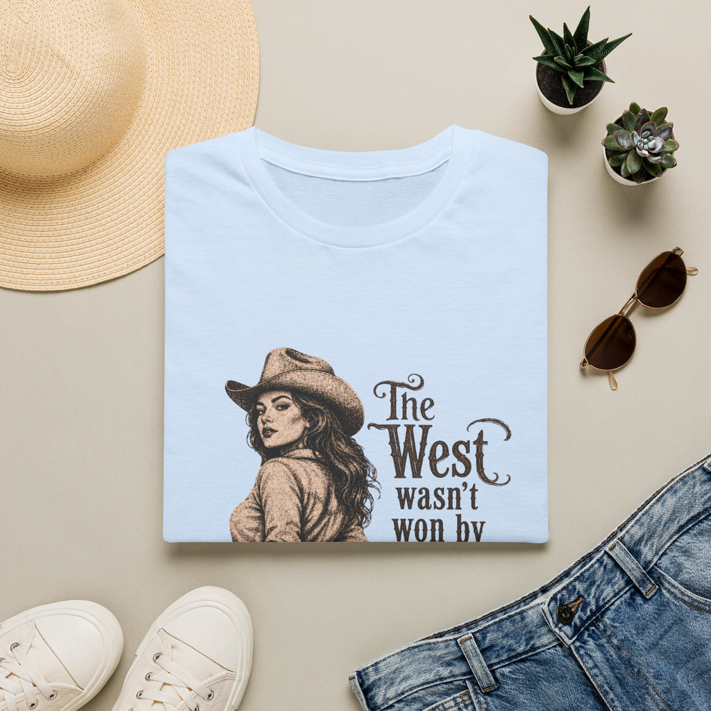 T‑Shirt — “The West Wasn’t Won by Women Who Asked Permission” Vintage Cowgirl Graphic