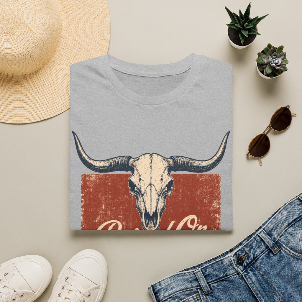 Raised On SOS Country T‑Shirt — Vintage Steer Skull Western Tee