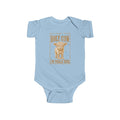 Infant Bodysuit — "Holy Cow I'm Finally Here" Cute Newborn Announcement