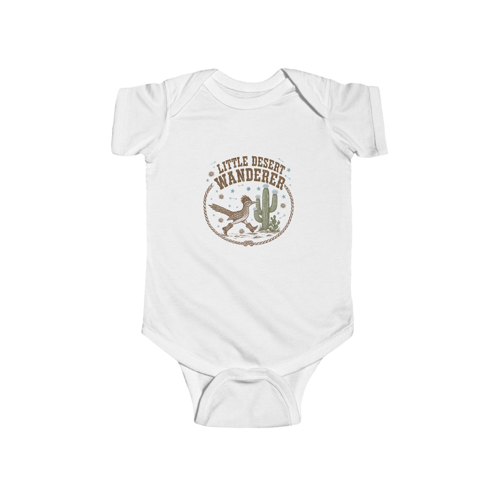 Infant Bodysuit – “Little Desert Wanderer” Front & “Follow Me To The Milk Bar” Back Baby Onesie (Cute Western Nursery Gift)