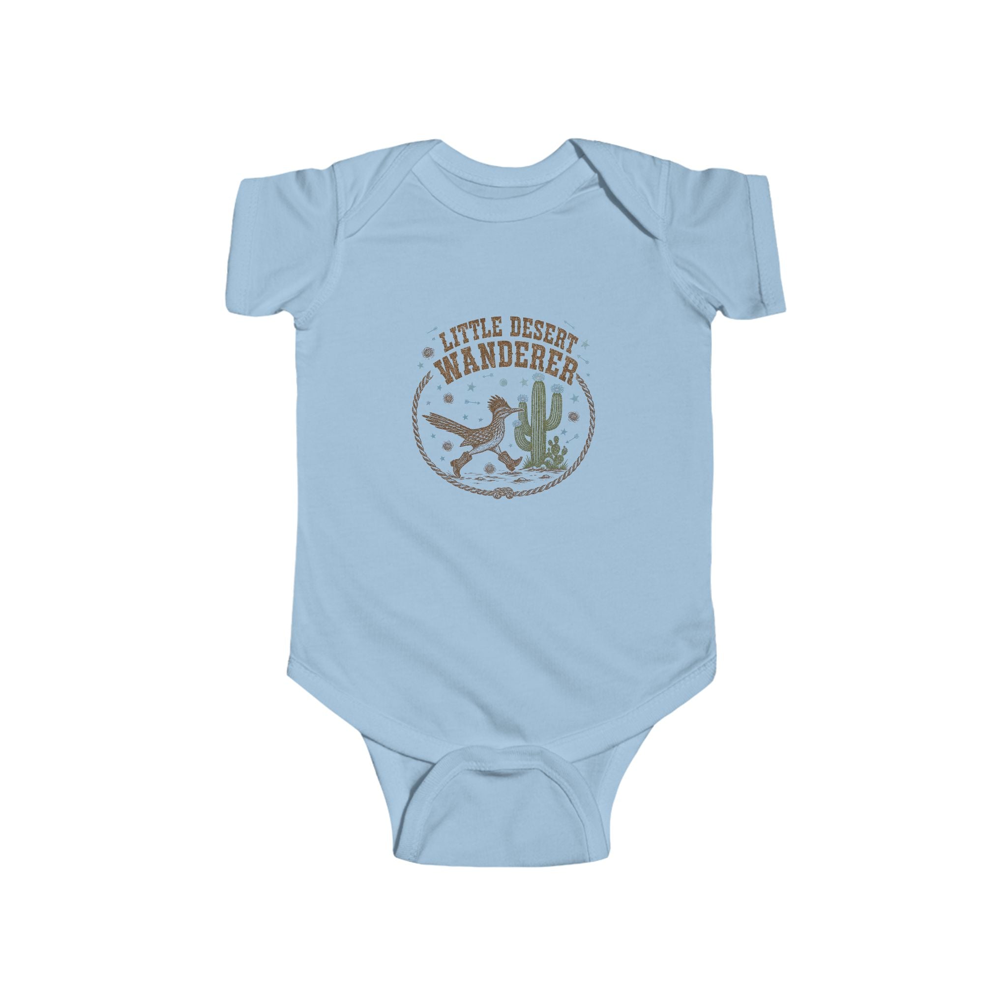 Infant Bodysuit – “Little Desert Wanderer” Front & “Follow Me To The Milk Bar” Back Baby Onesie (Cute Western Nursery Gift)