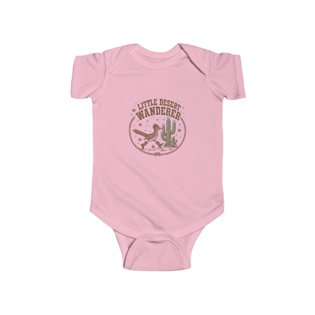 Infant Bodysuit – “Little Desert Wanderer” Front & “Follow Me To The Milk Bar” Back Baby Onesie (Cute Western Nursery Gift)