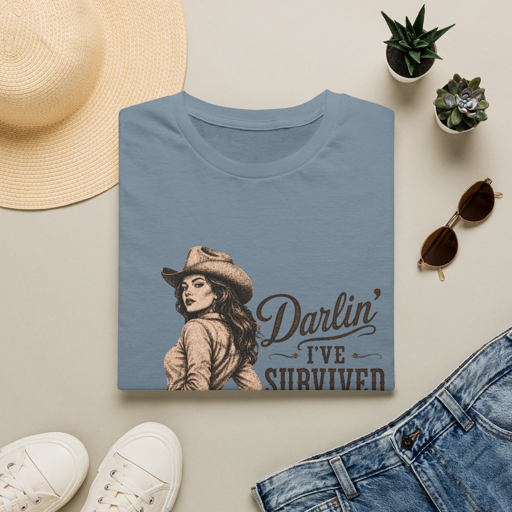Cowgirl T‑Shirt — "Darlin' I've Survived Worse Than This" Vintage Western Tee