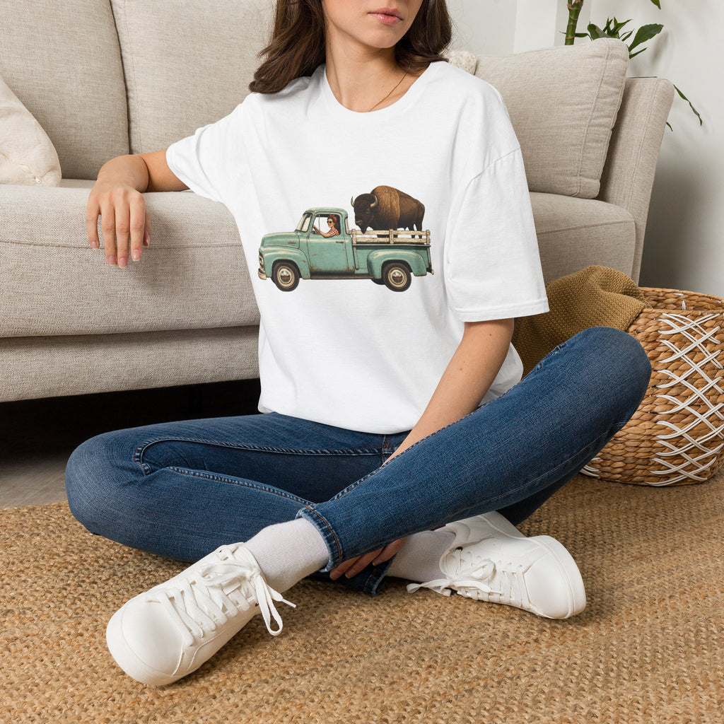 Vintage Truck & Buffalo T-Shirt — Retro Western Road Trip Tee