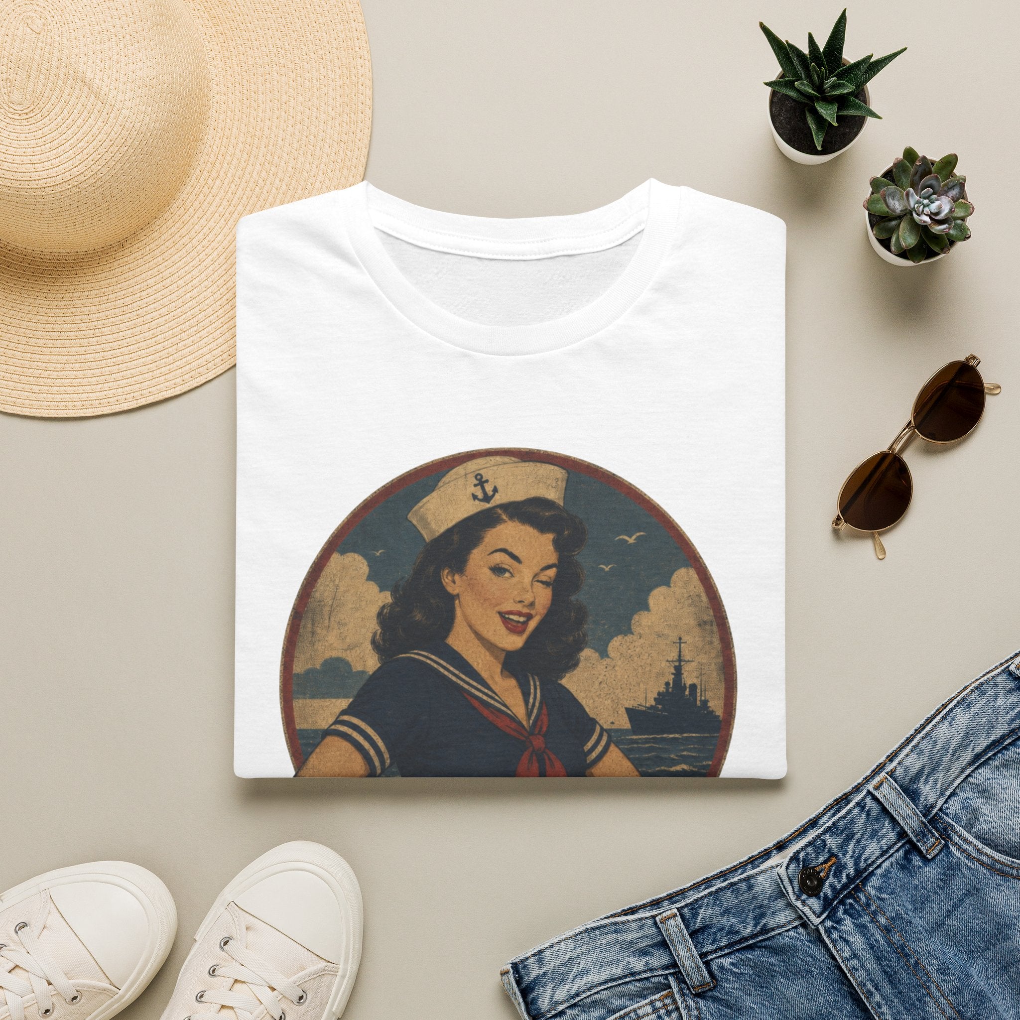 Vintage Sailor Girl T-Shirt — “Swearing Like a Sailor” Retro Tee