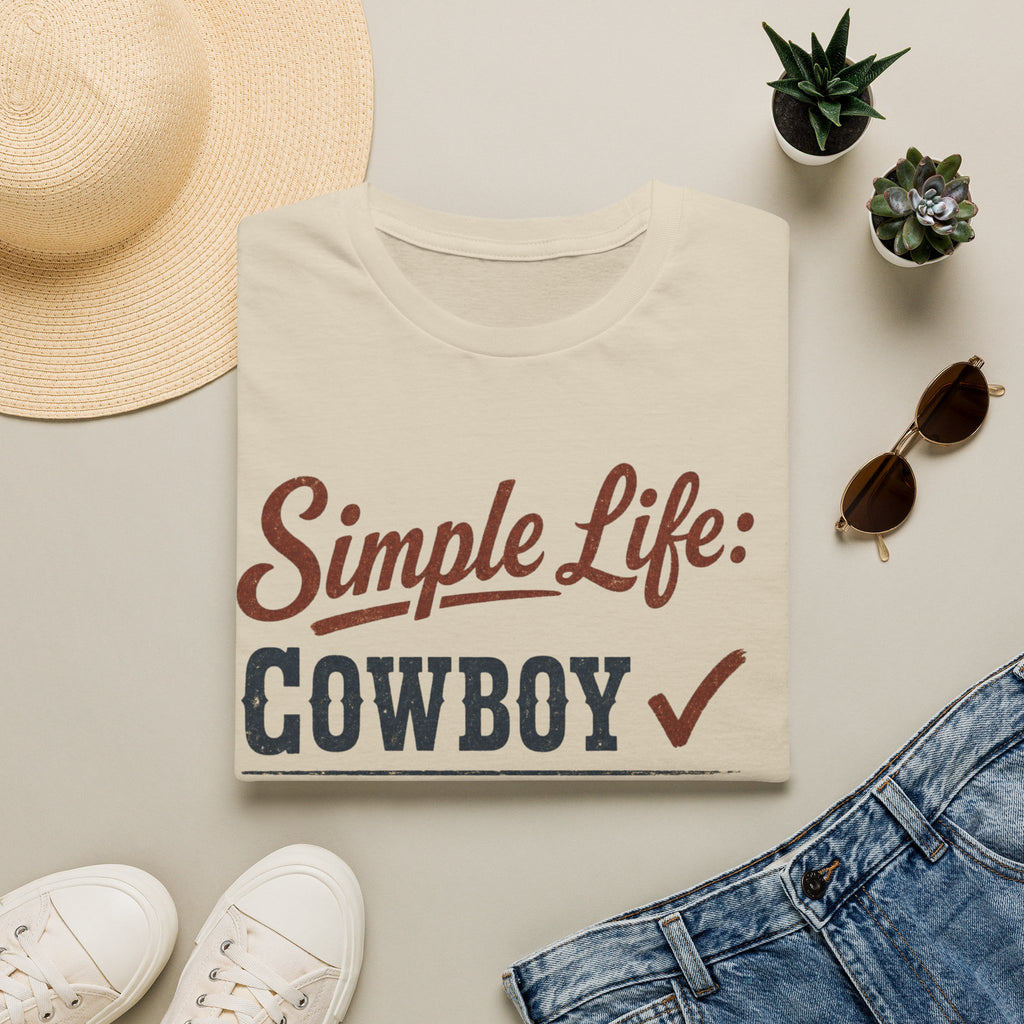 Simple Life: Cowboy T-Shirt — Graphic Western Tee for Ranchers & Country Lovers