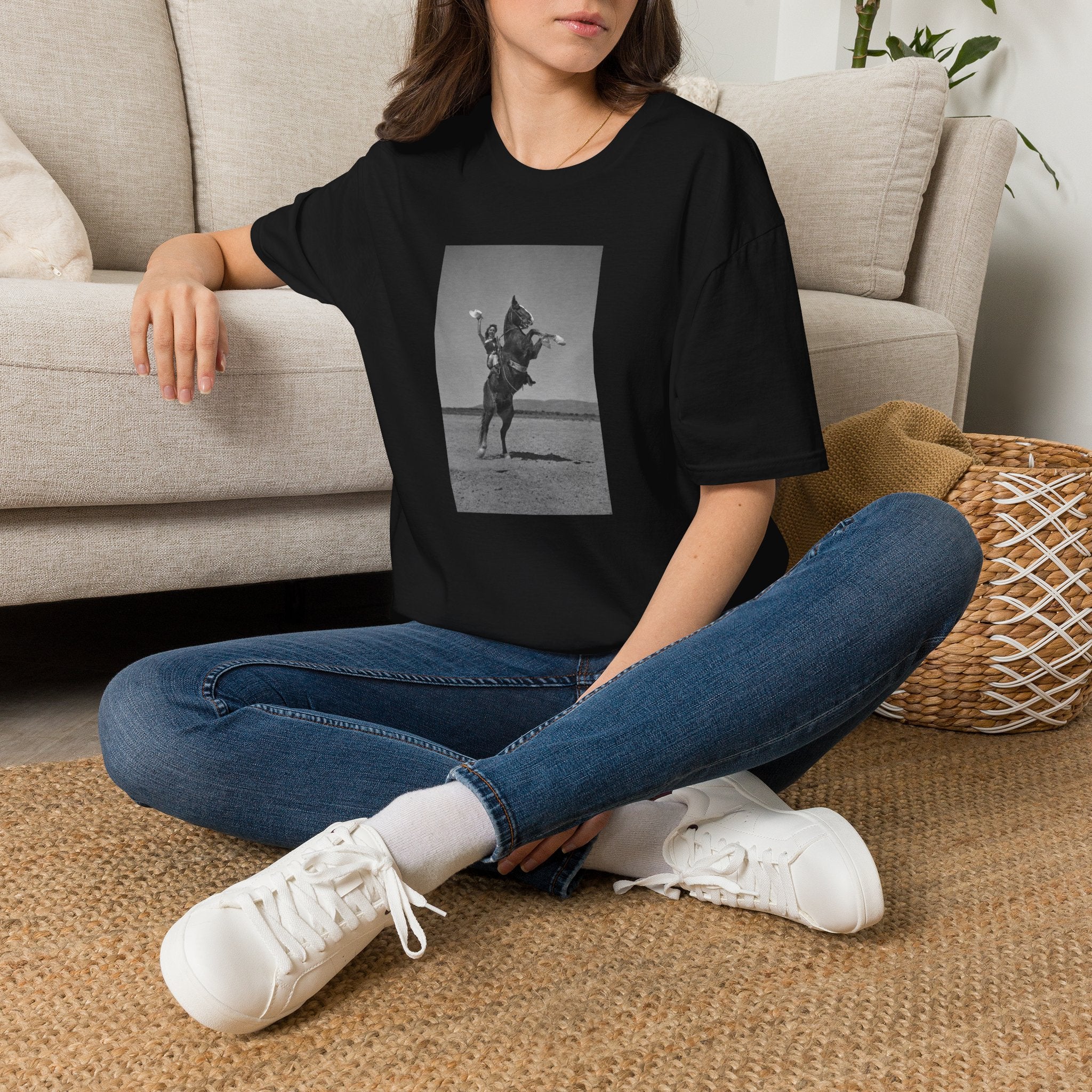 Vintage Rodeo Cowboy Photo T-Shirt — Black & White Western Graphic