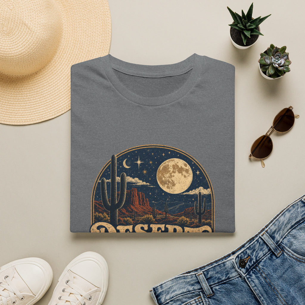 Desert Nights Graphic T-Shirt — “Desert Nights & Lights” Retro Moonlit Cactus Tee