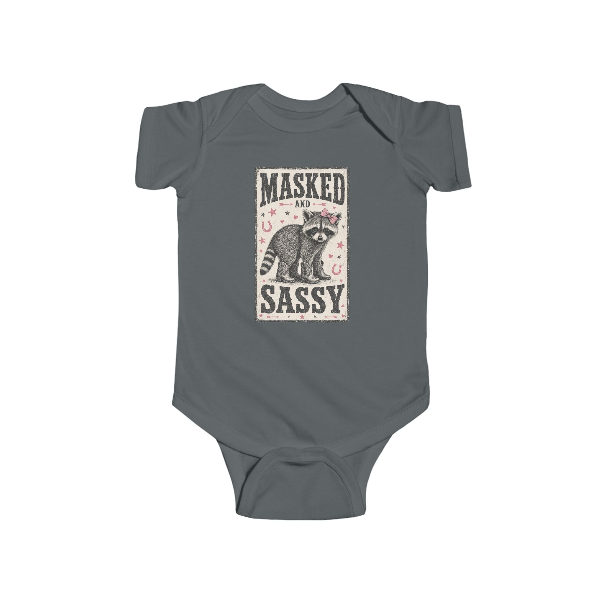 Infant Bodysuit — "Masked Not Sassy" Raccoon Baby Onesie, Cute Woodland Animal Gift
