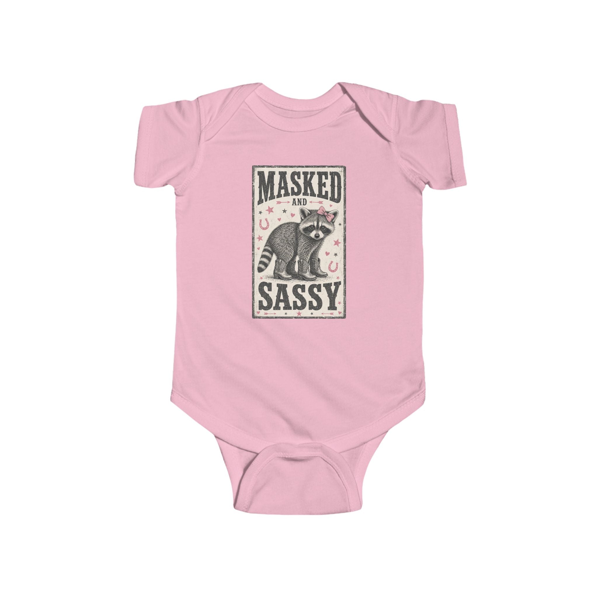 Infant Bodysuit — "Masked Not Sassy" Raccoon Baby Onesie, Cute Woodland Animal Gift