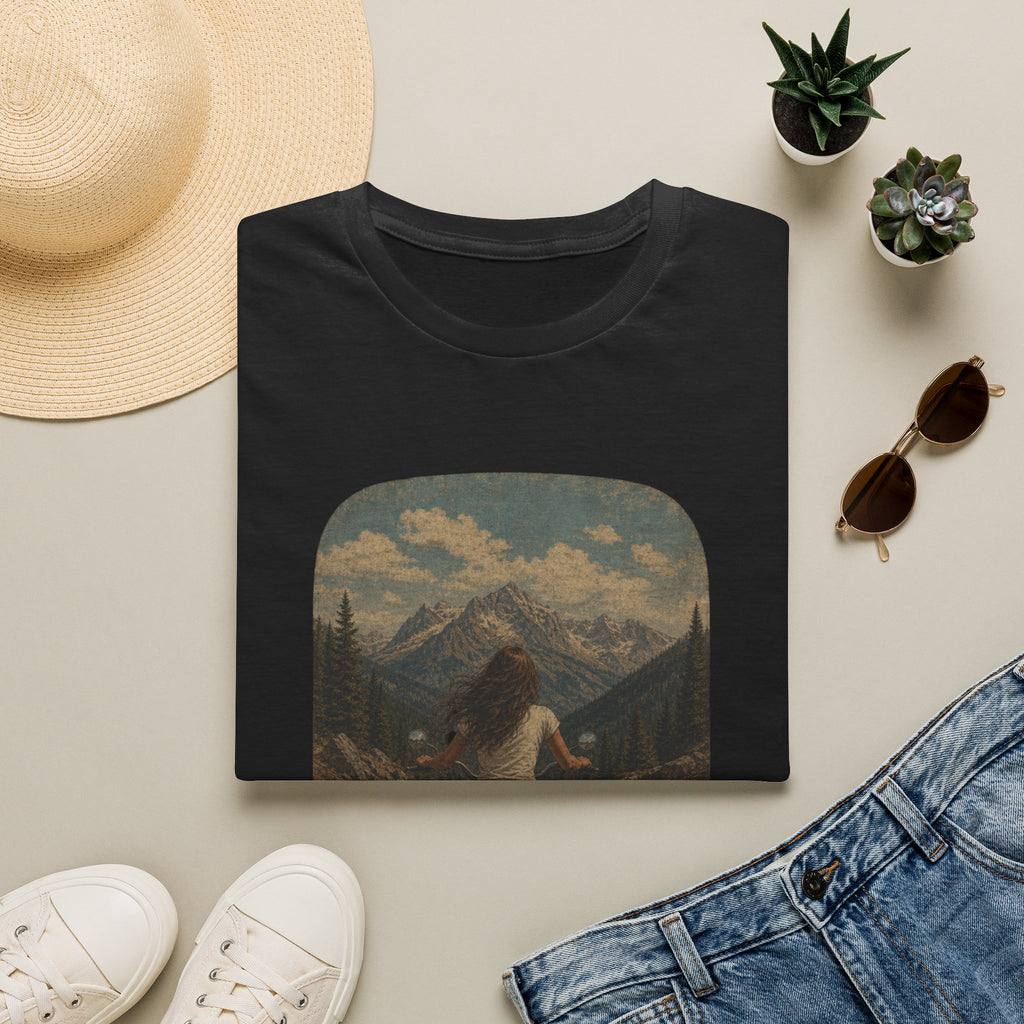 Vintage Road Trip T‑Shirt — Scenic Mountains Motorcycle Graphic
