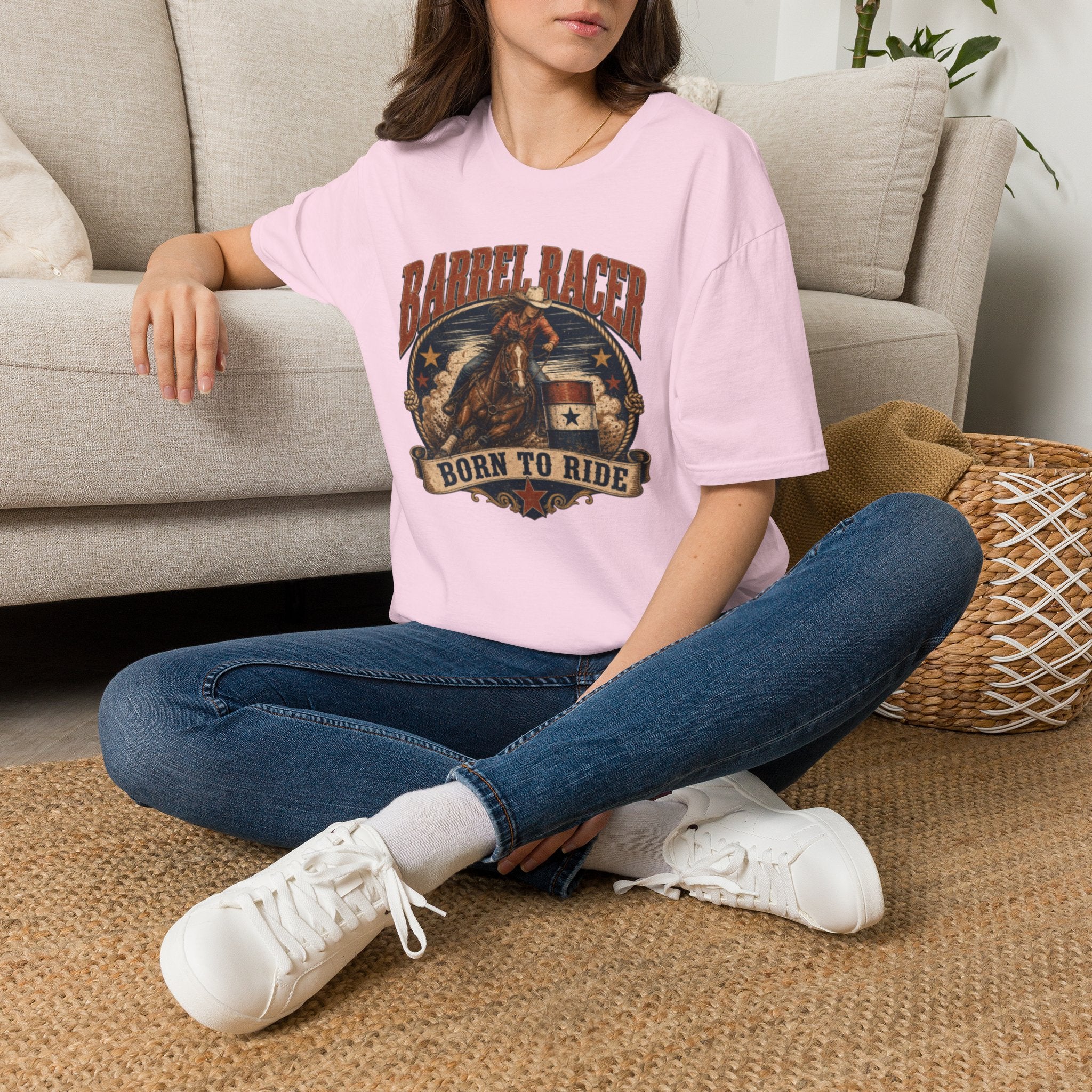 Barrel Racer T-Shirt — Vintage 'Born to Ride' Rodeo Graphic Tee