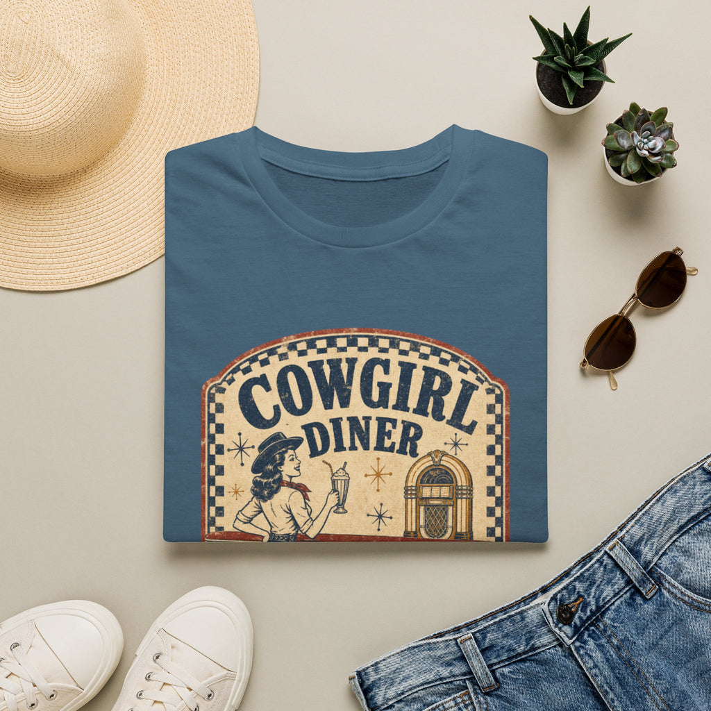 Cowgirl Diner Vintage Tee — Retro Western 'Cowgirl Diner' Graphic T-Shirt