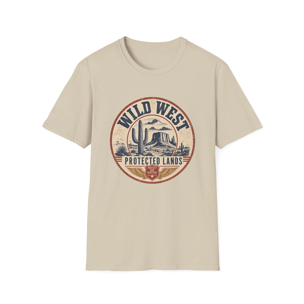 Wild West Vintage T-Shirt — "Wild West Protected Lands" Desert Cactus Graphic