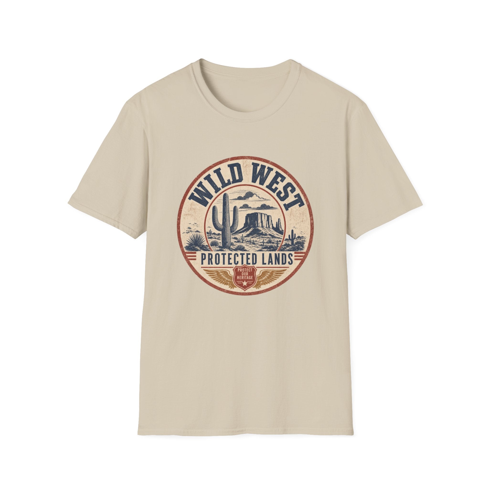 Wild West Vintage T-Shirt — "Wild West Protected Lands" Desert Cactus Graphic