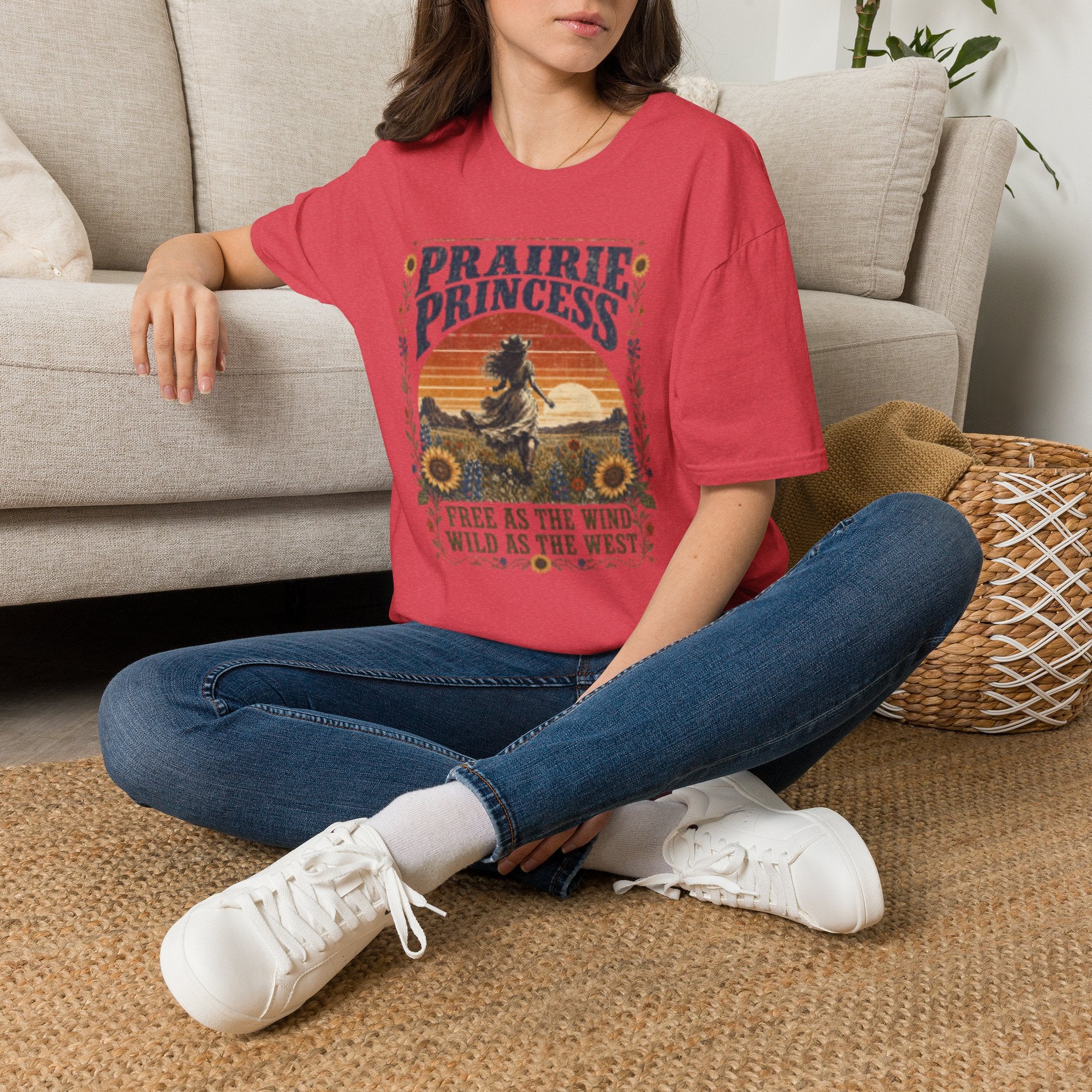 Prairie Princess T-Shirt — Vintage Sunset Cowgirl Tee