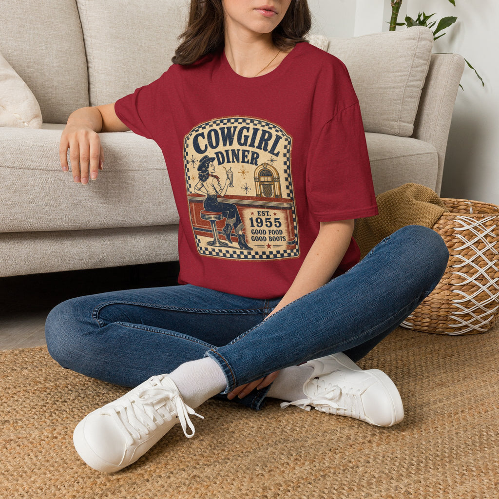 Cowgirl Diner Vintage Tee — Retro Western 'Cowgirl Diner' Graphic T-Shirt