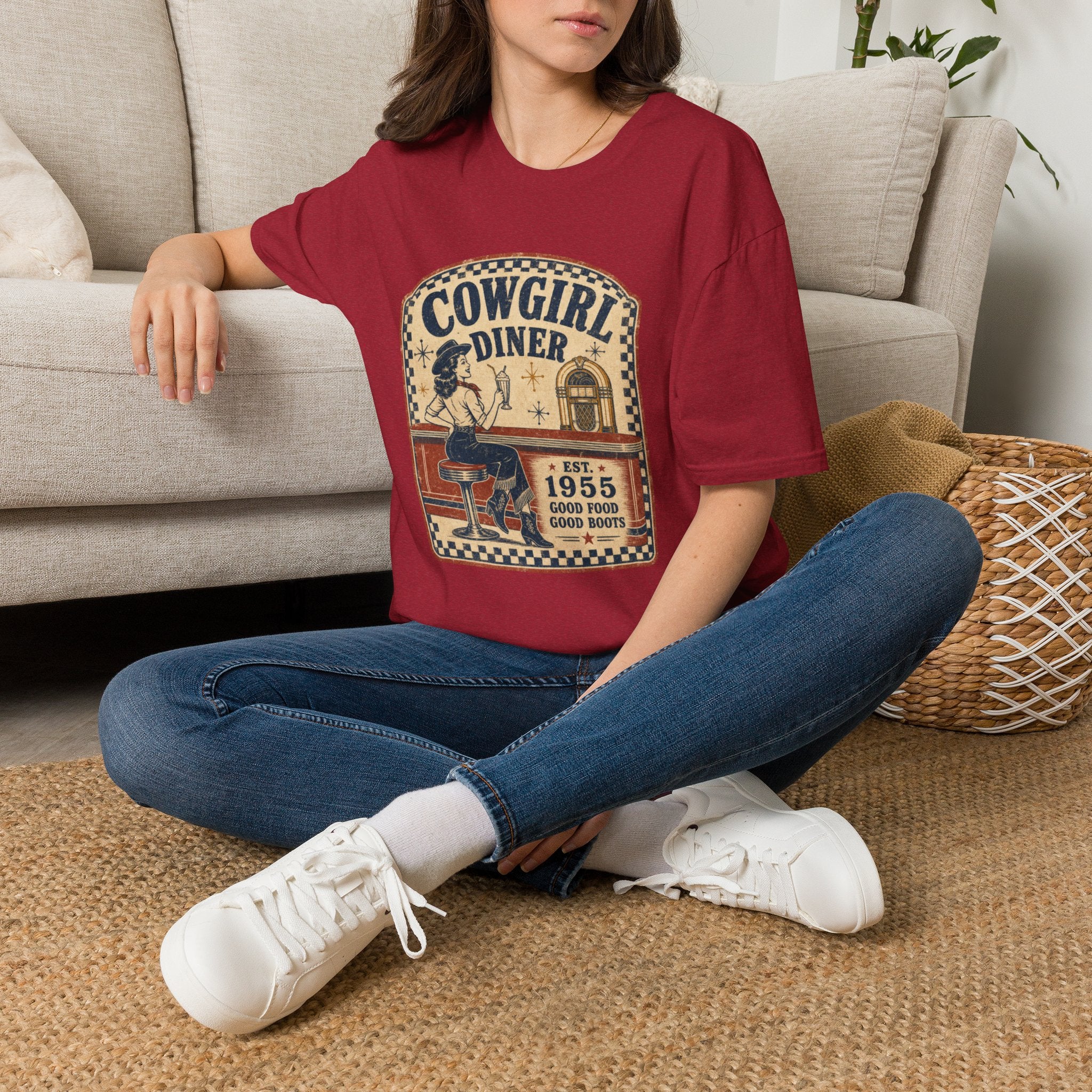 Cowgirl Diner Vintage Tee — Retro Western 'Cowgirl Diner' Graphic T-Shirt