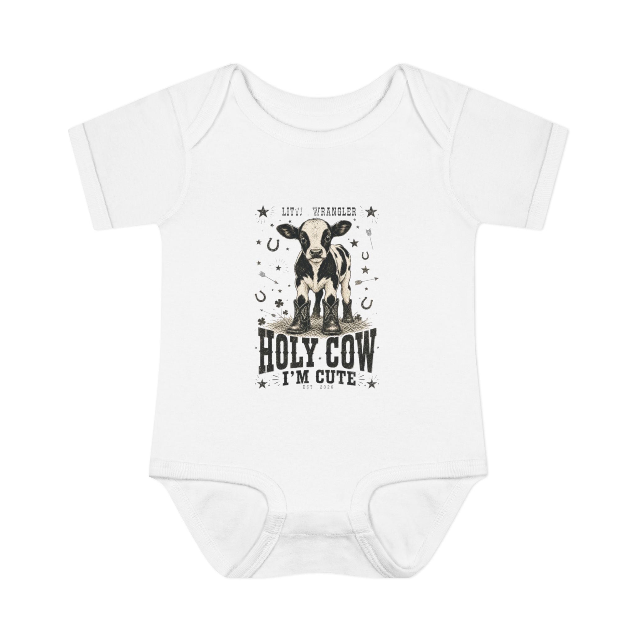 “Holy Cow I’m Cute” Graphic Baby Onesie