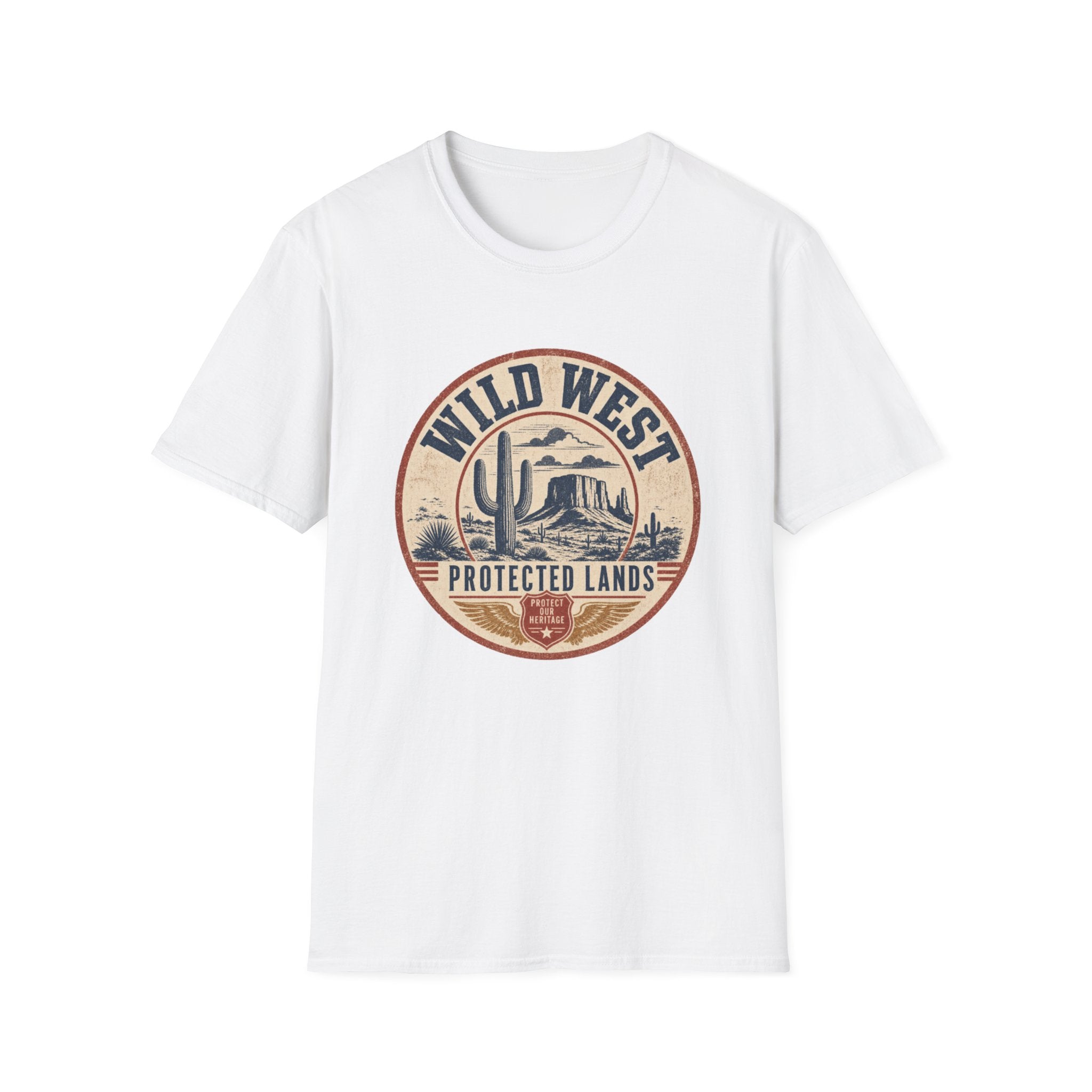 Wild West Vintage T-Shirt — "Wild West Protected Lands" Desert Cactus Graphic