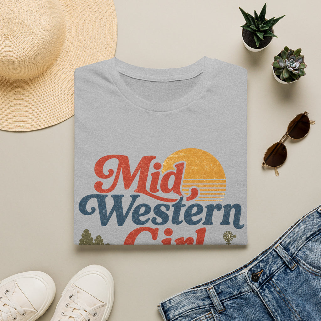 Midwestern Girl T‑Shirt — Retro Sunset Midwest Pride Tee
