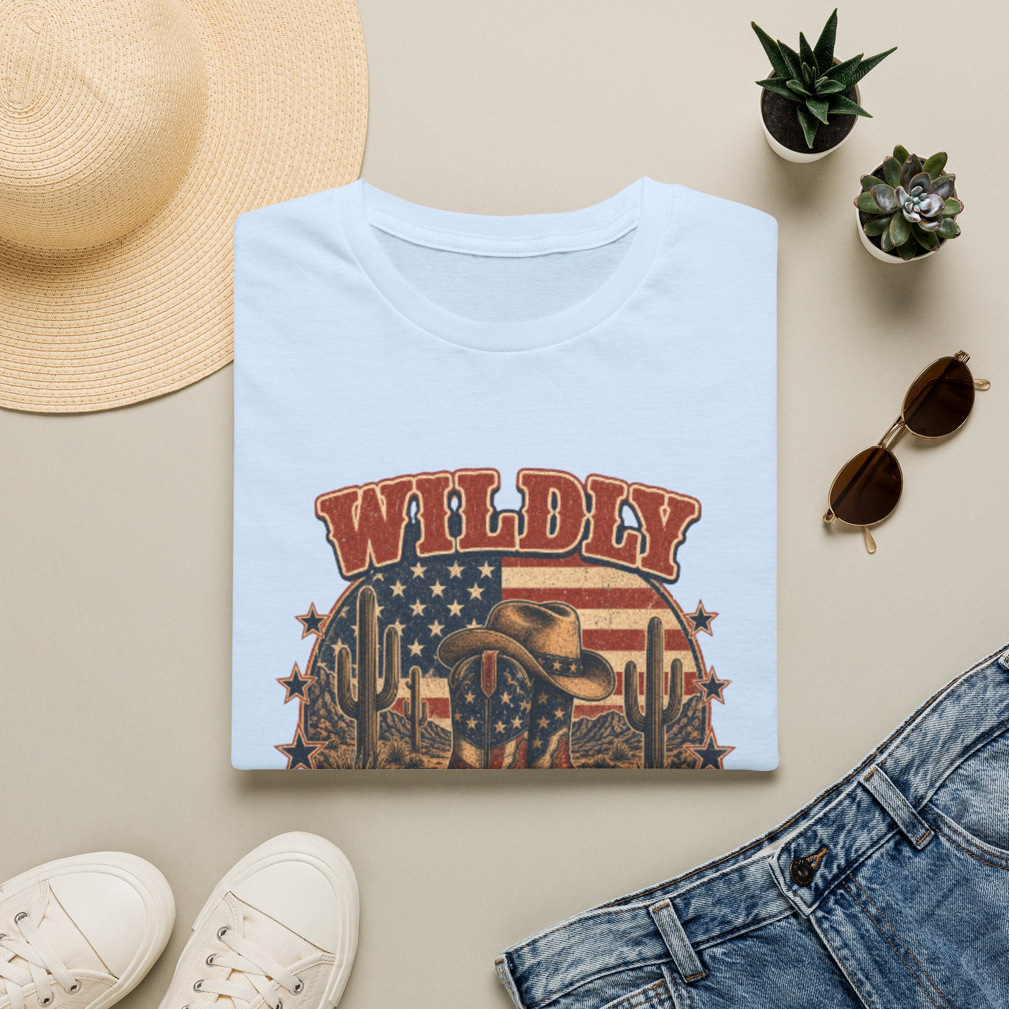 Wildly American T-Shirt — Vintage Cowboy Flag Graphic