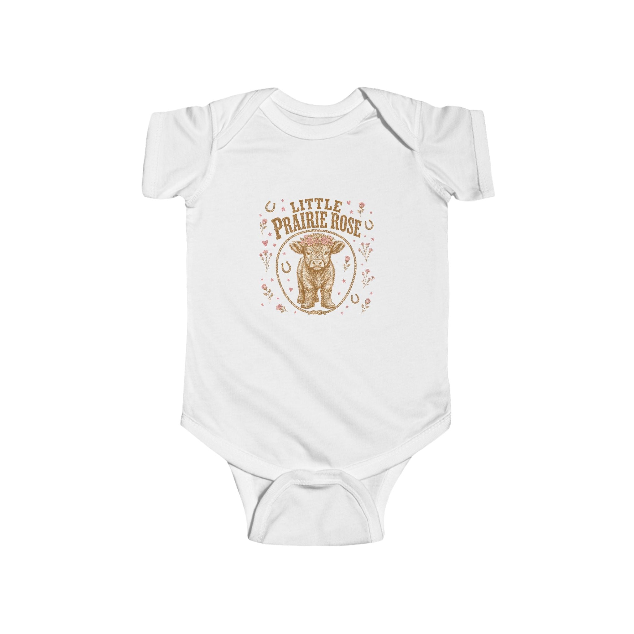 Infant Bodysuit — "Little Prairie Rose" Baby Onesie with Vintage Fox Illustration
