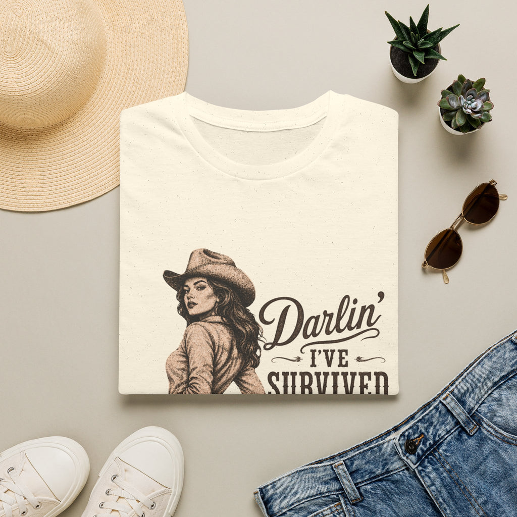Cowgirl T‑Shirt — "Darlin' I've Survived Worse Than This" Vintage Western Tee