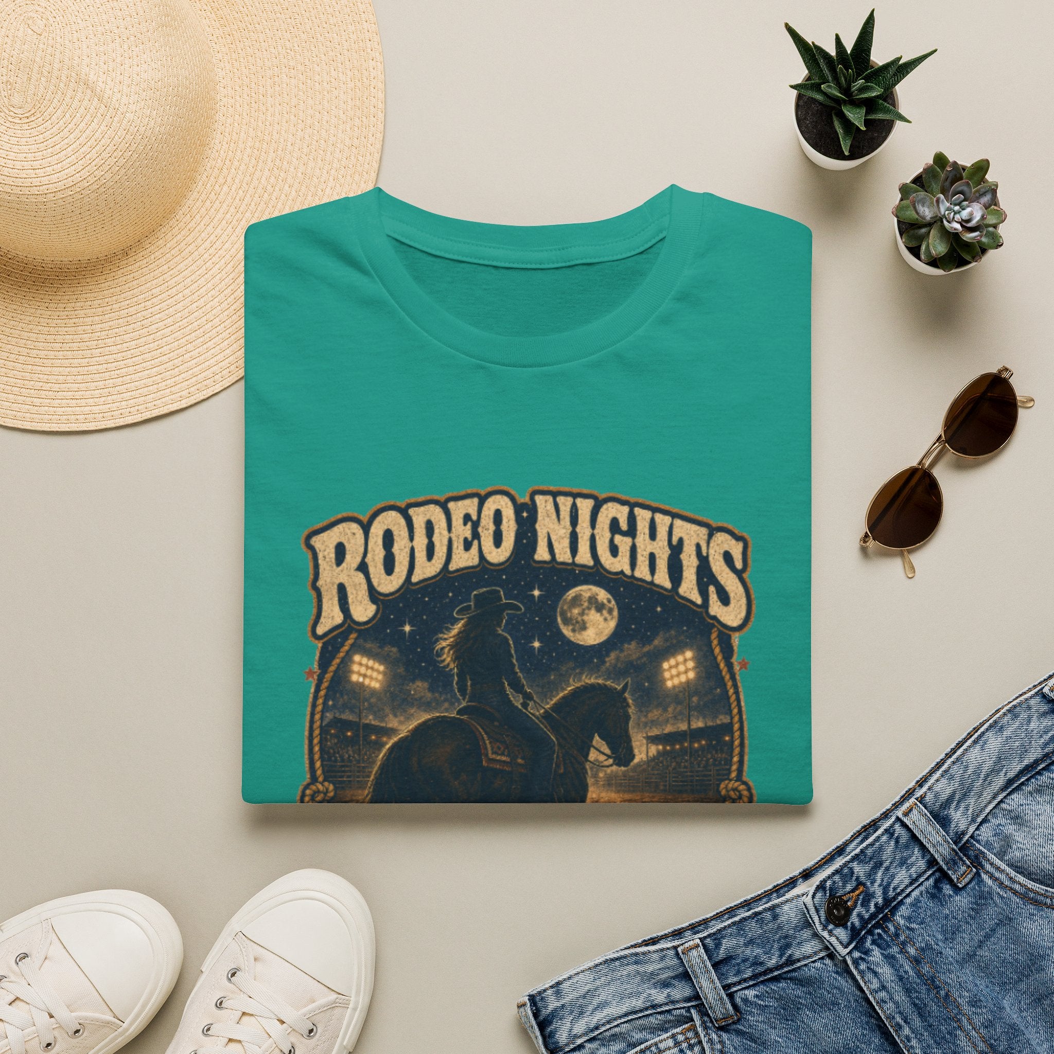 Rodeo Nights T‑Shirt — Wild Hearts Never Quit Western Graphic Tee