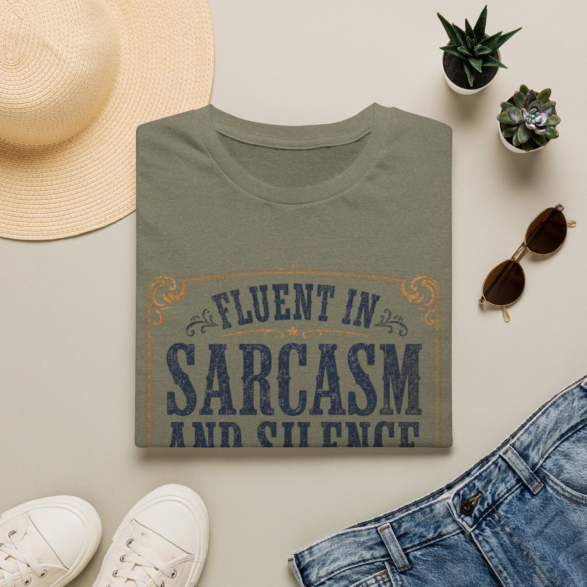 Sarcasm and Silence Tee — "Fluent in Sarcasm and Silence" Graphic T-Shirt