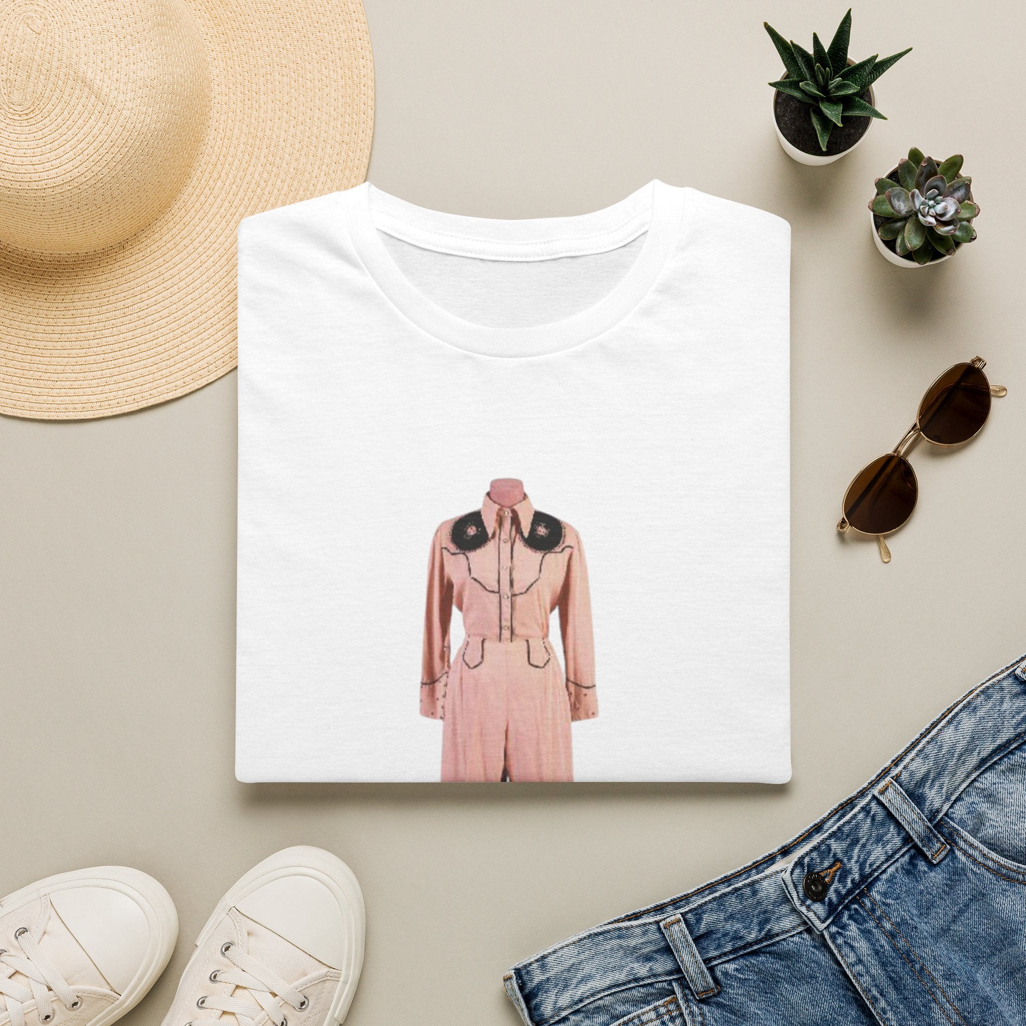Retro Pink Western Jumpsuit Tee