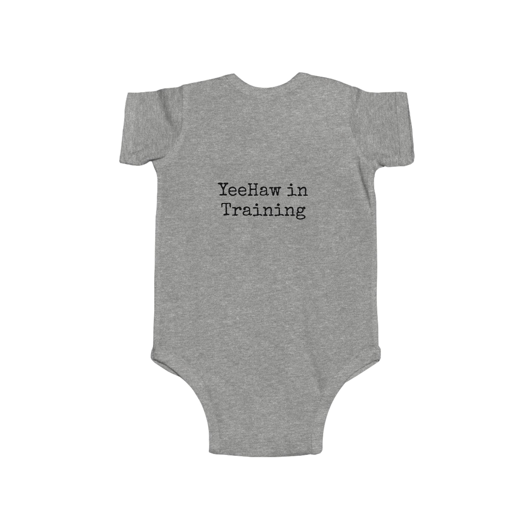 Infant Bodysuit – 'YeeHaw in Training' Western Baby Romper with Highland Heifer Graphic