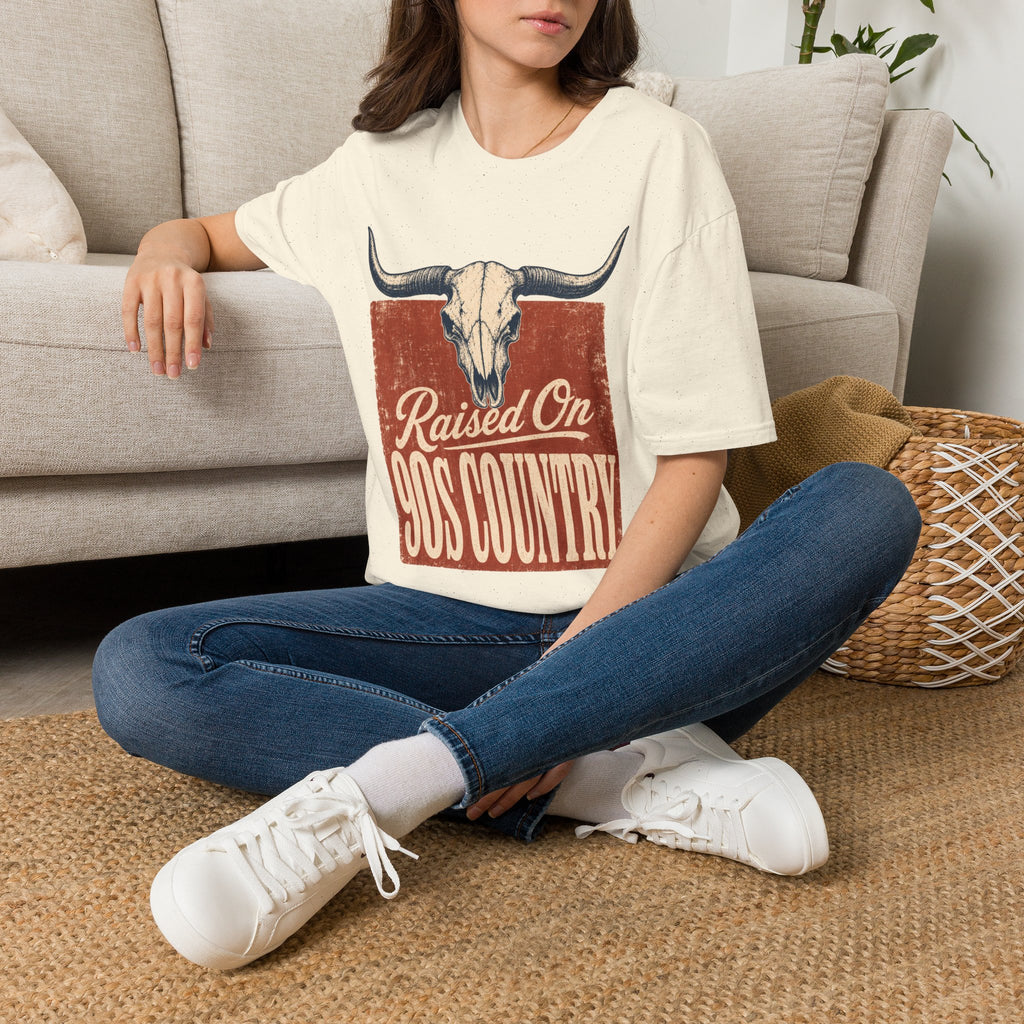 Raised On SOS Country T‑Shirt — Vintage Steer Skull Western Tee