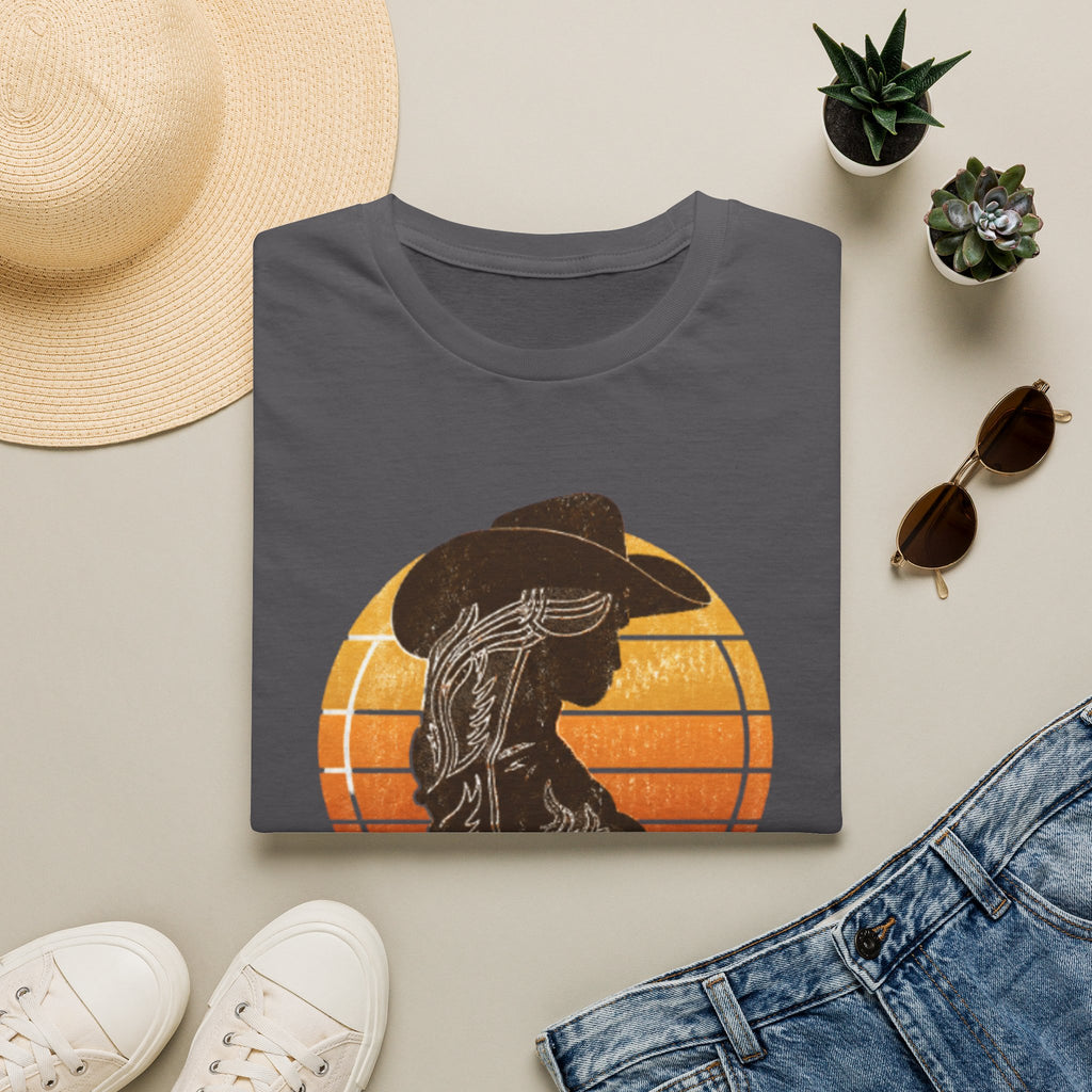 Cowgirl Silhouette T-Shirt — Retro Sunset Western Graphic Tee