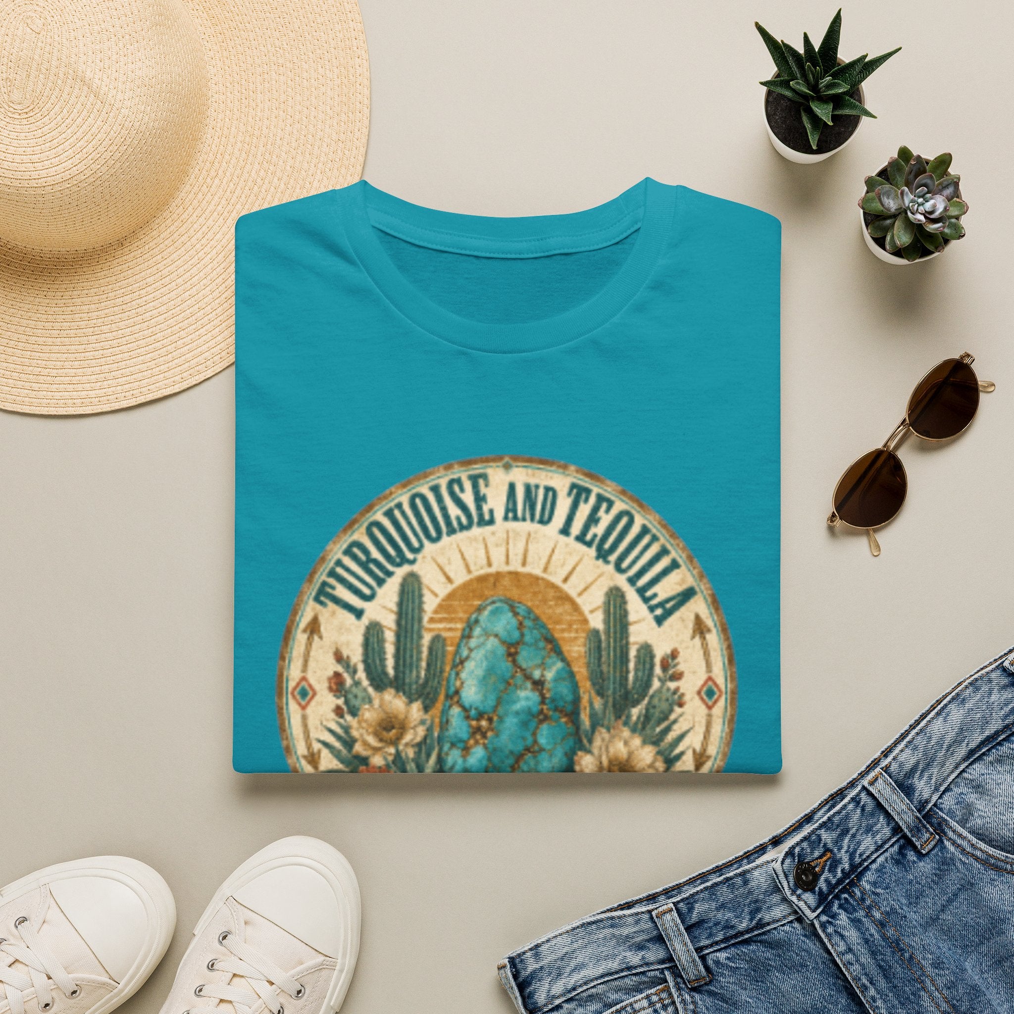 Turquoise & Tequila T-Shirt — Good for the Soul Desert Cactus Graphic