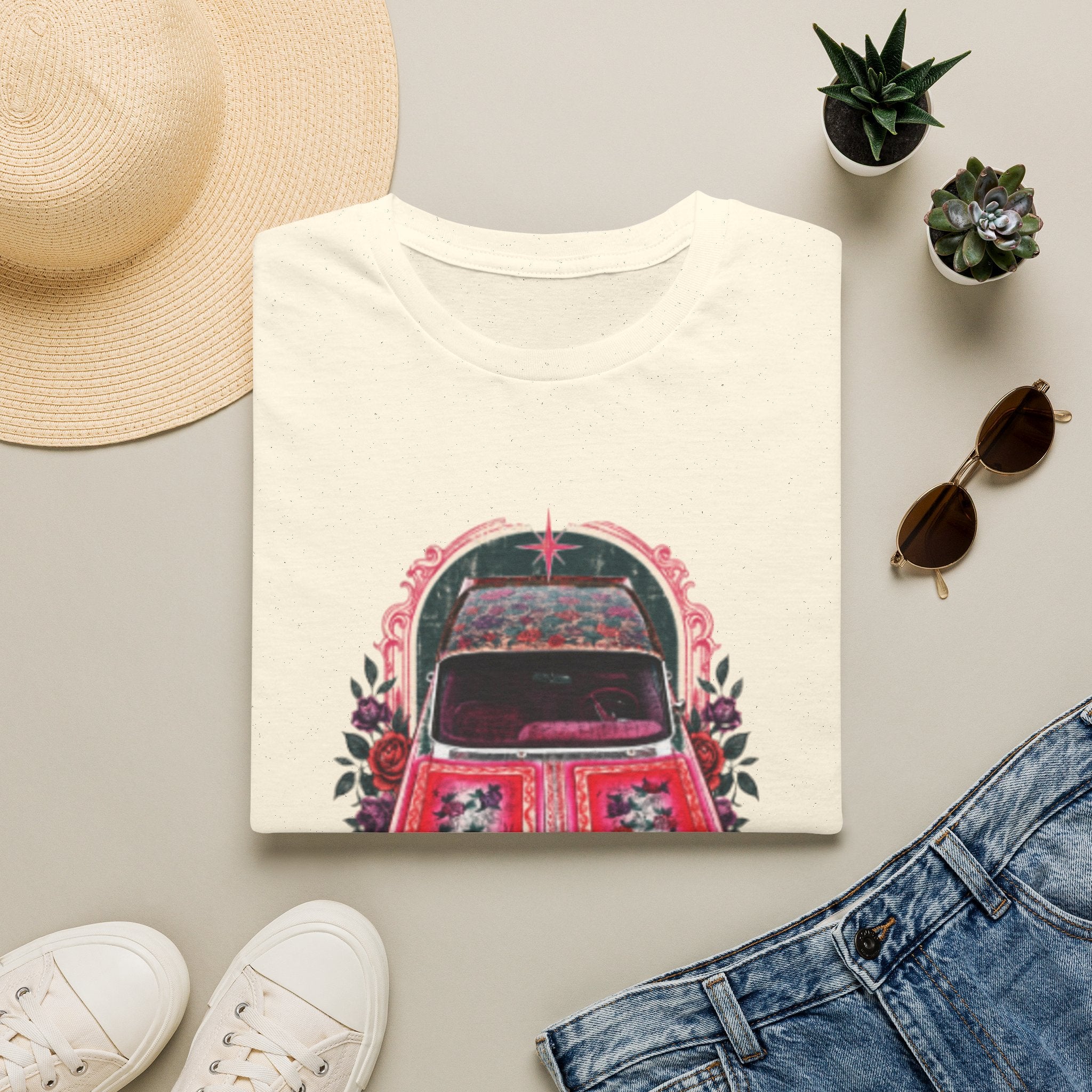 Vintage Floral Beetle T‑Shirt — Retro Flower Car Graphic Tee
