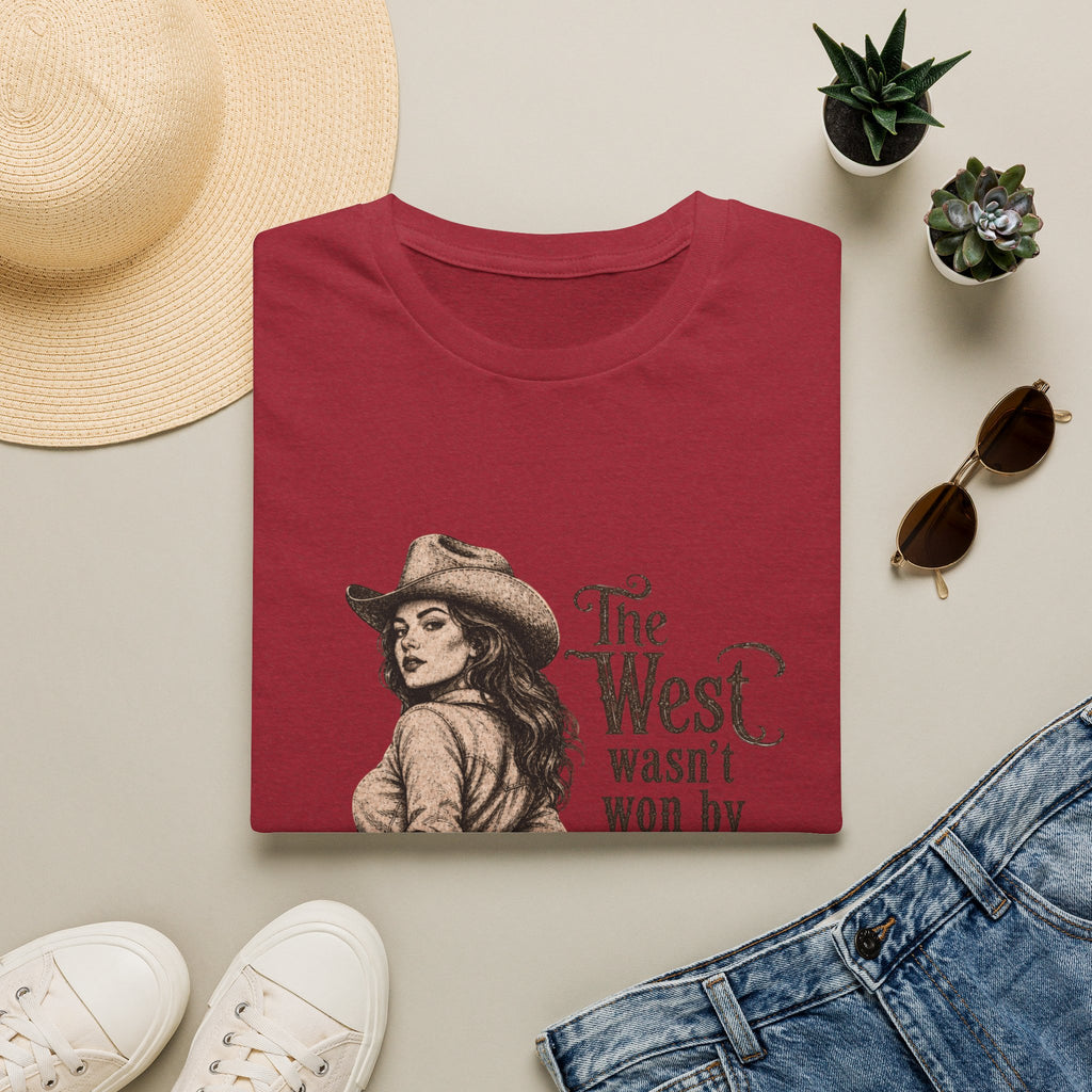 T‑Shirt — “The West Wasn’t Won by Women Who Asked Permission” Vintage Cowgirl Graphic