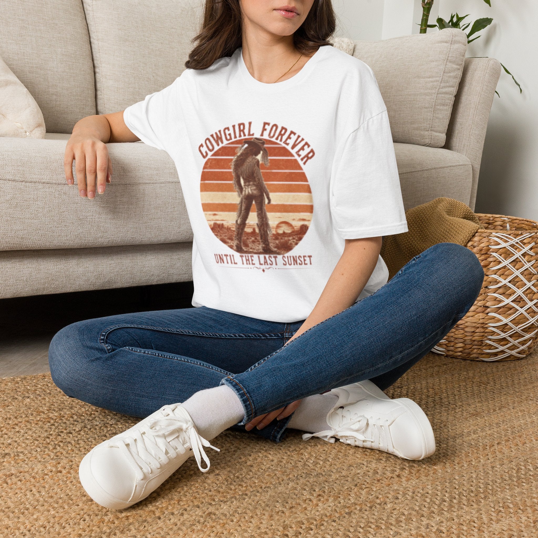 Cowgirl Forever T‑Shirt — Retro Sunset Western Graphic Tee
