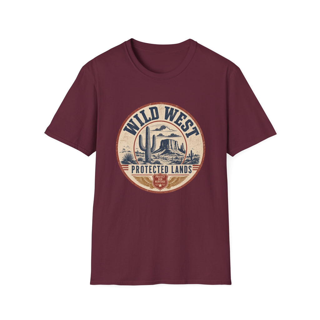Wild West Vintage T-Shirt — "Wild West Protected Lands" Desert Cactus Graphic