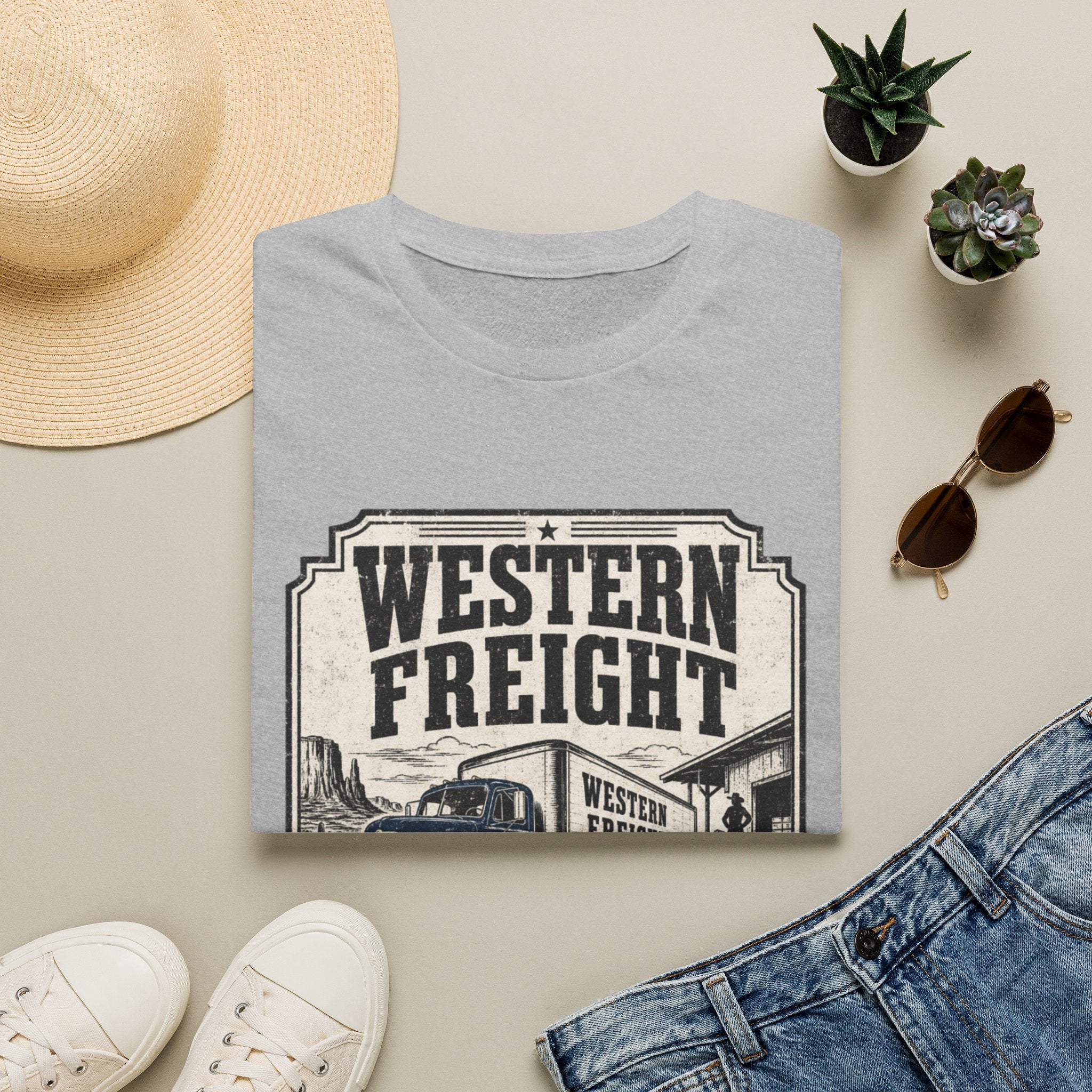Western Freight Vintage Truck T-Shirt — 'Delivered Rain or Shine' Route 66 Tee