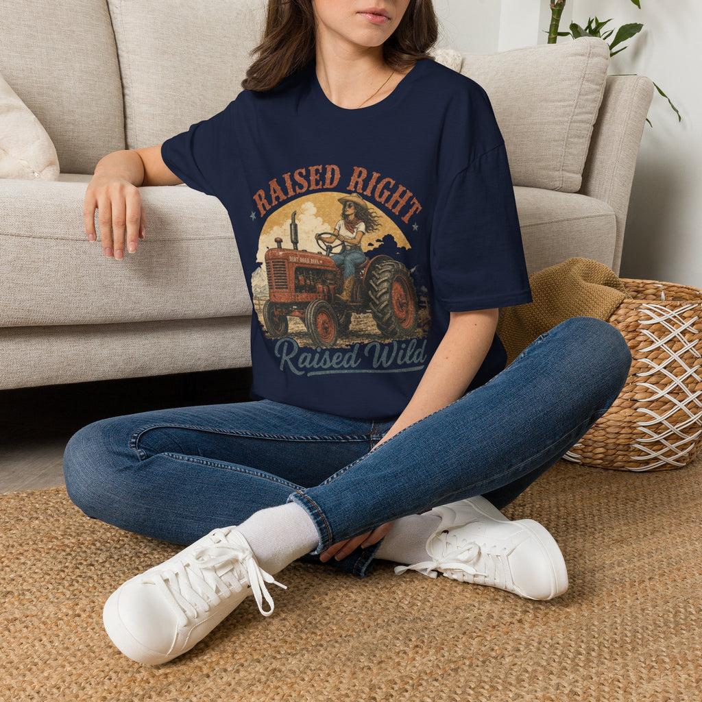 Raised Right Raised Wild Tractor T-Shirt — Vintage Country Farm Graphic Tee