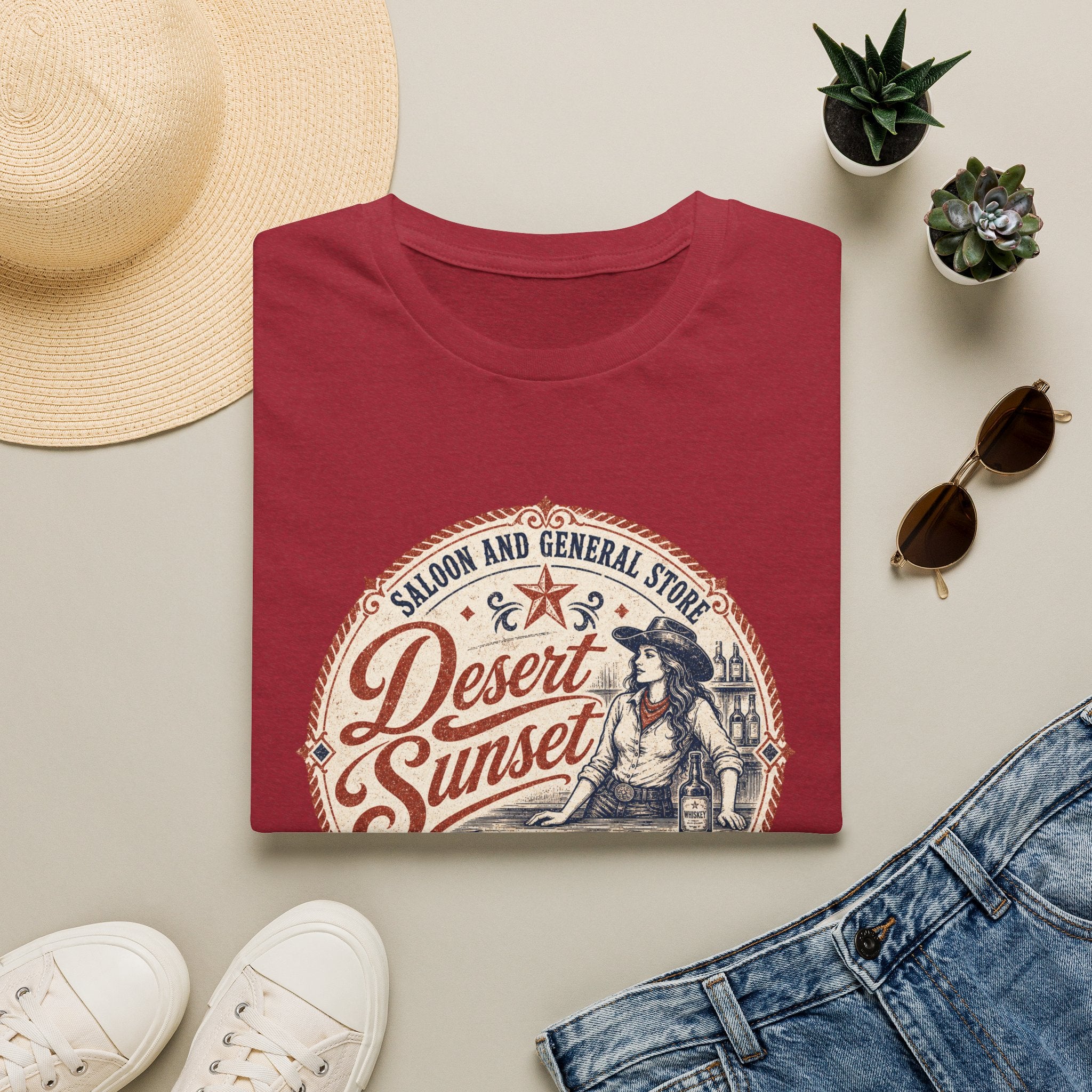 Desert Sunset Saloon T-Shirt — Vintage Western Cowgirl Graphic Tee