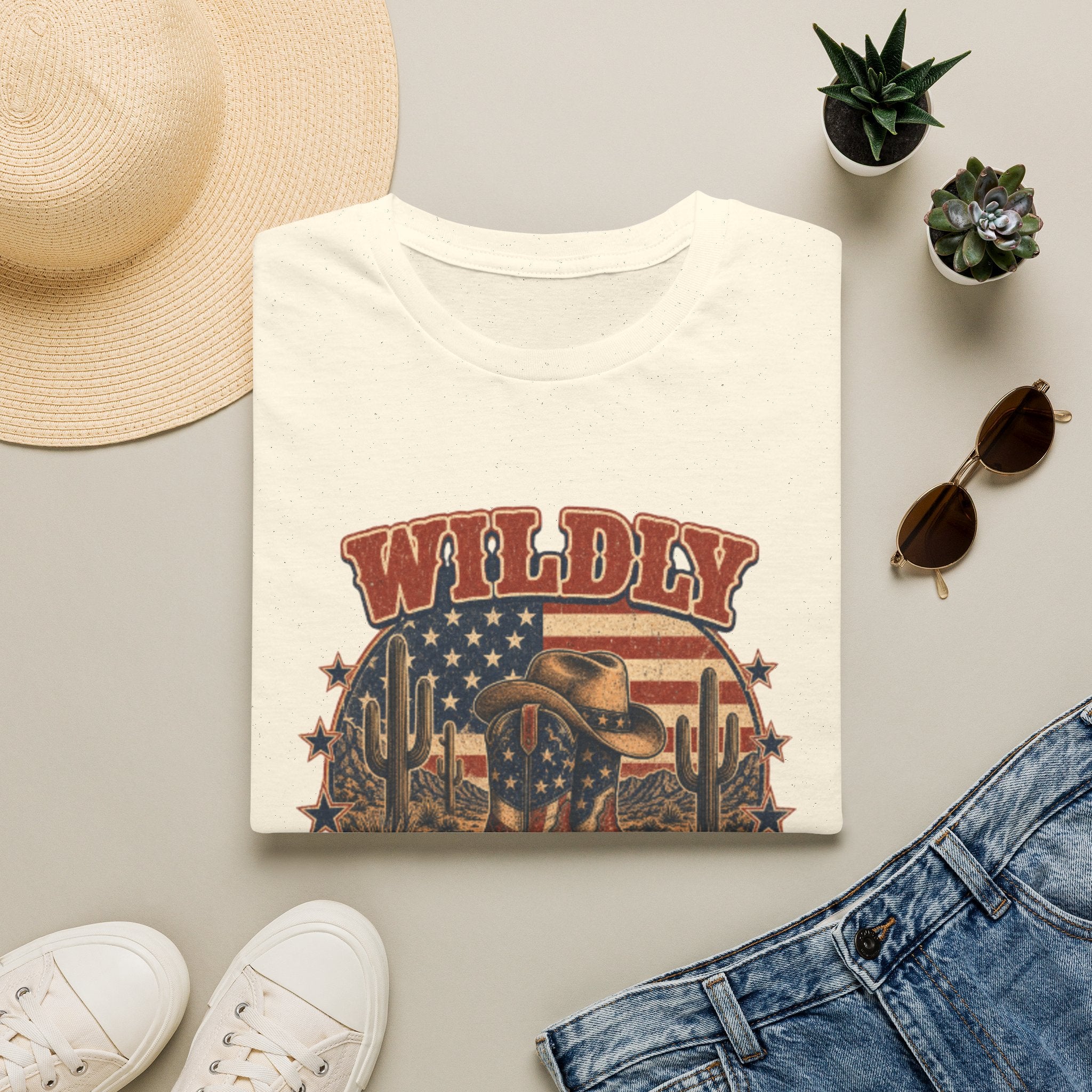Wildly American T-Shirt — Vintage Cowboy Flag Graphic