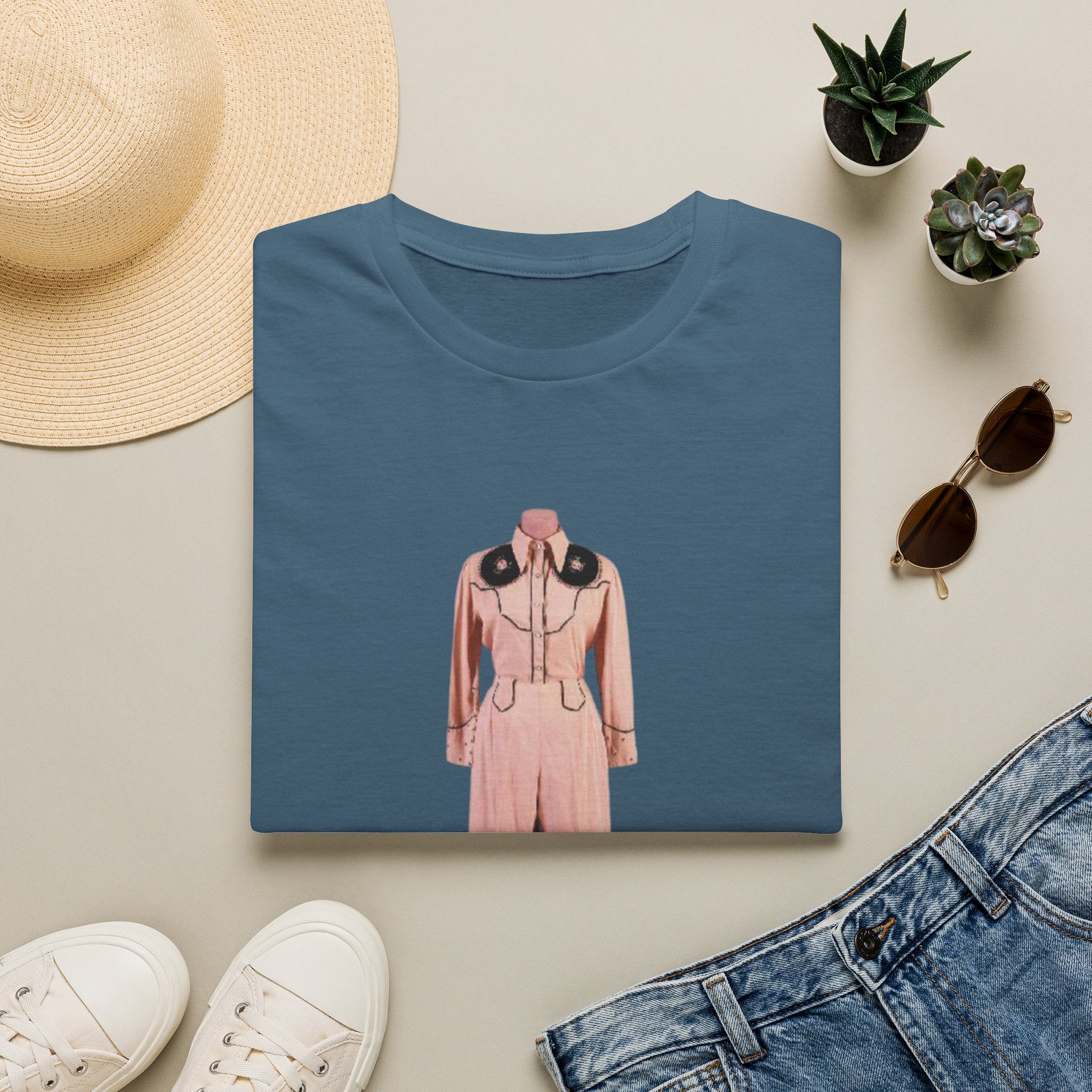 Retro Pink Western Jumpsuit Tee