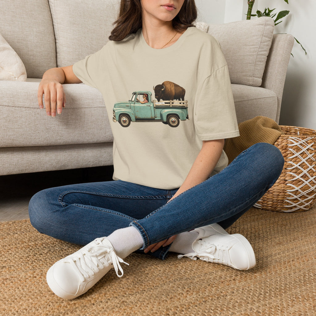 Vintage Truck & Buffalo T-Shirt — Retro Western Road Trip Tee