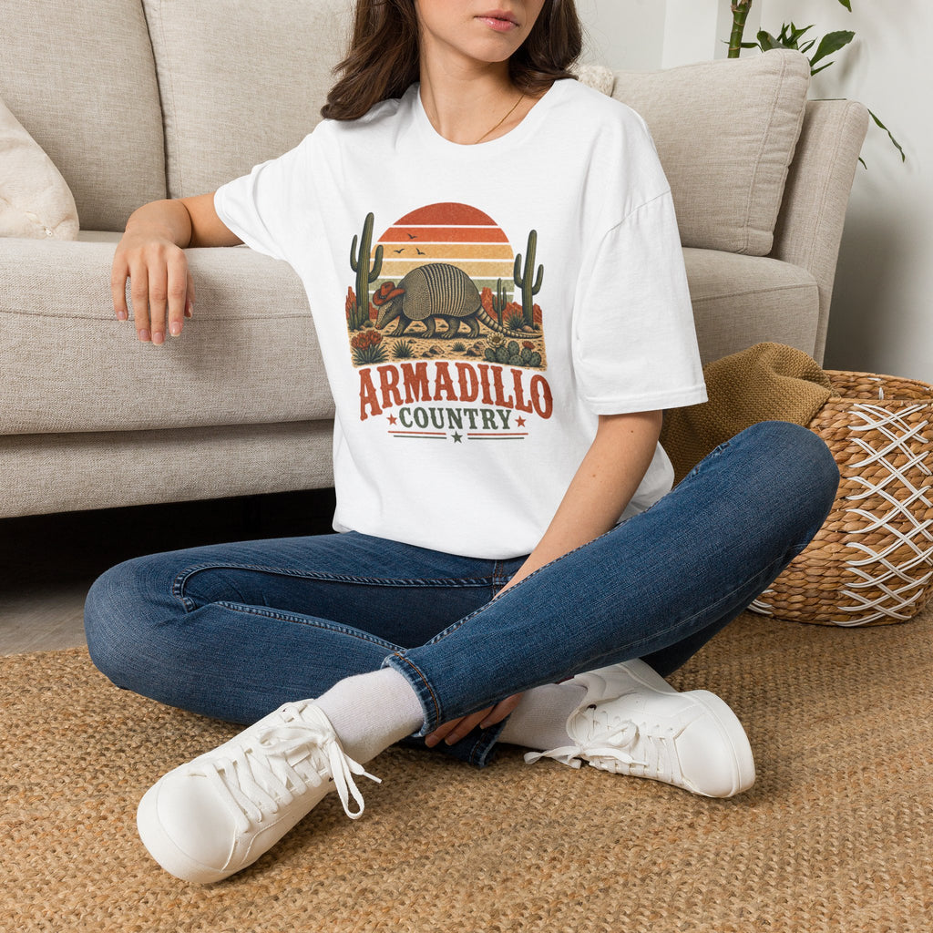 Armadillo Country T-Shirt — Retro Desert Sunset Graphic Shirt