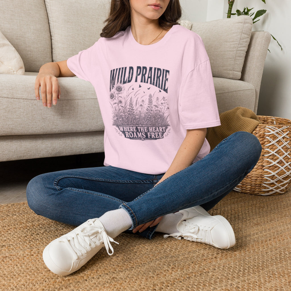 Wild Prairie T-Shirt — 'Where the Heart Roams Free' Floral Nature Graphic Tee